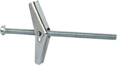 Powers Fasteners - 3/16" Screw, 3/16" Diam, 4" Long, Toggle Bolt Drywall & Hollow Wall Anchor - 1/2" Drill, Zinc Plated, Steel, Grade Zamac 7, Use in Drywall & Wallboard - Exact Industrial Supply