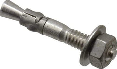 Powers Fasteners - 1/4" Diam, 1/4" Drill, 1-3/4" OAL, 7/8" Min Embedment Wedge Expansion Concrete Anchor - 304 Stainless Steel, Hex Nut Head, Hex Drive, 3/4" Thread Length - Exact Industrial Supply