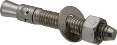 Powers Fasteners - 3/8" Diam, 3/8" Drill, 2-3/4" OAL, 1-1/4" Min Embedment Wedge Expansion Concrete Anchor - 304 Stainless Steel, Hex Nut Head, Hex Drive, 1-5/8" Thread Length - Exact Industrial Supply