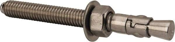 Powers Fasteners - 3/8" Diam, 3/8" Drill, 3-3/4" OAL, 1-5/8" Min Embedment Wedge Expansion Concrete Anchor - 304 Stainless Steel, Hex Nut Head, Hex Drive, 2-5/8" Thread Length - Exact Industrial Supply