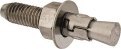 Powers Fasteners - 1/2" Diam, 1/2" Drill, 2-3/4" OAL, 2-1/4" Min Embedment Wedge Expansion Concrete Anchor - 304 Stainless Steel, Hex Nut Head, Hex Drive, 1-3/8" Thread Length - Exact Industrial Supply