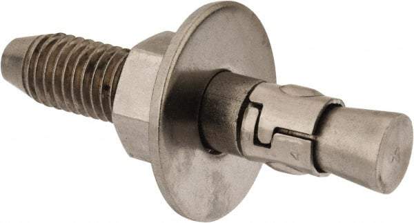 Powers Fasteners - 5/8" Diam, 5/8" Drill, 3-1/2" OAL, Wedge Expansion Concrete Anchor - 304 Stainless Steel, Hex Nut Head, Hex Drive, 2" Thread Length - Exact Industrial Supply