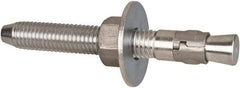 Powers Fasteners - 5/8" Diam, 5/8" Drill, 5" OAL, Wedge Expansion Concrete Anchor - 304 Stainless Steel, Hex Nut Head, Hex Drive, 3-1/2" Thread Length - Exact Industrial Supply