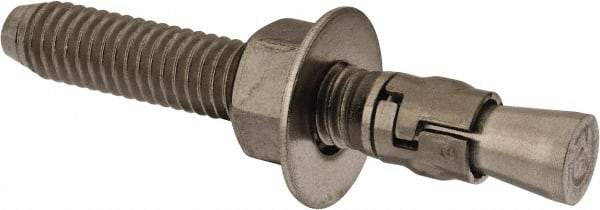 Powers Fasteners - 3/8" Diam, 3/8" Drill, 2-3/4" OAL, Wedge Expansion Concrete Anchor - 316 Stainless Steel, Hex Nut Head, Hex Drive, 1-5/8" Thread Length - Exact Industrial Supply