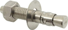 Powers Fasteners - 5/8" Diam, 5/8" Drill, 3-1/2" OAL, 1" Min Embedment Wedge Expansion Concrete Anchor - 316 Stainless Steel, Hex Nut Head, Hex Drive, 2" Thread Length - Exact Industrial Supply