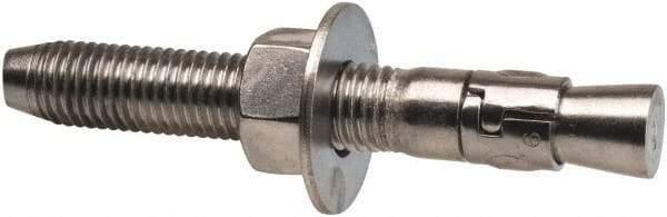Powers Fasteners - 3/4" Diam, 3/4" Drill, 5-1/2" OAL, 1-1/4" Min Embedment Wedge Expansion Concrete Anchor - 316 Stainless Steel, Hex Nut Head, Hex Drive, 3-5/8" Thread Length - Exact Industrial Supply