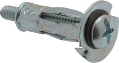 Powers Fasteners - 1/8" Screw, 5/16" Diam, 1-1/16" Long, 1/8 to 1/4" Thick, Sleeve Drywall & Hollow Wall Anchor - 5/16" Drill, Zinc Plated, Steel, Grade 5, Use in Concrete, & Masonry, Drywall, Plywood & Wallboard - Exact Industrial Supply