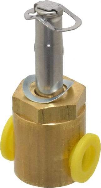 Parker - 1/4" Port, Two Way, Direct Acting, Brass Solenoid Valve - Normally Closed, 360 Max PSI, NBR Seal - Exact Industrial Supply