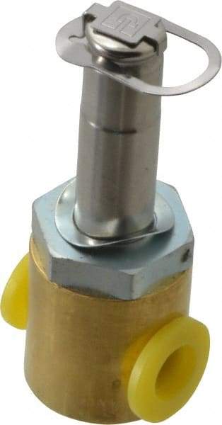 Parker - 1/4" Port, Two Way, Direct Acting, Brass Solenoid Valve - Normally Closed, 300 Max PSI, NBR Seal - Exact Industrial Supply