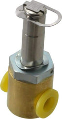 Parker - 1/4" Port, Two Way, Direct Acting, Brass Solenoid Valve - Normally Closed, 300 Max PSI, NBR Seal - Exact Industrial Supply