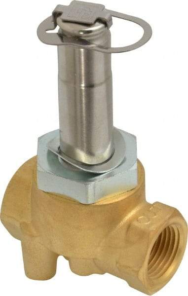 Parker - 3/8" Port, Two Way, Direct Acting, Brass Solenoid Valve - Normally Closed, 150 Max PSI, NBR Seal - Exact Industrial Supply