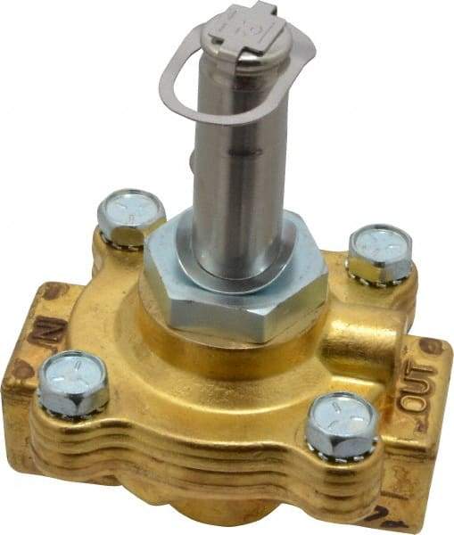 Parker - 1/2" Port, Two Way, Direct Acting, Brass Solenoid Valve - Normally Closed, 15 Max PSI, NBR Seal - Exact Industrial Supply