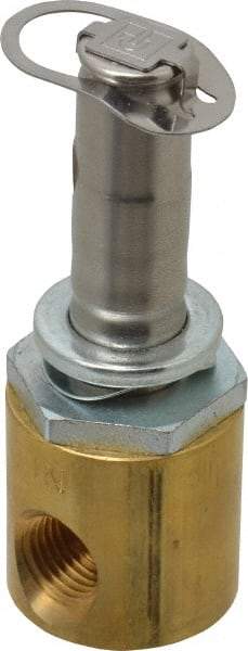 Parker - 1/4" Port, Two Way, Direct Acting, Brass Solenoid Valve - Normally Open, 300 Max PSI, NBR Seal - Exact Industrial Supply