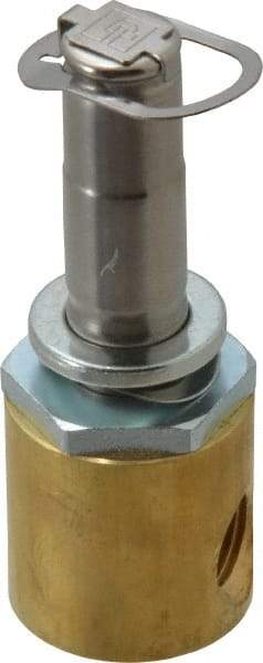 Parker - 1/4" Port, Two Way, Direct Acting, Brass Solenoid Valve - Normally Open, 130 Max PSI, NBR Seal - Exact Industrial Supply