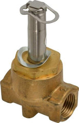 Parker - 3/8" Port, Two Way, Piloted Diaphragm, Brass Solenoid Valve - Normally Closed, 300 Max PSI, NBR Seal - Exact Industrial Supply
