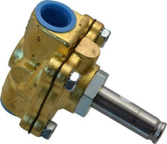 Parker - 1/2" Port, Two Way, Piloted Diaphragm, Brass Solenoid Valve - Normally Closed, 300 Max PSI, NBR Seal - Exact Industrial Supply