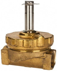 Parker - 3/4" Port, Two Way, Piloted Diaphragm, Brass Solenoid Valve - Normally Closed, 300 Max PSI, NBR Seal - Exact Industrial Supply