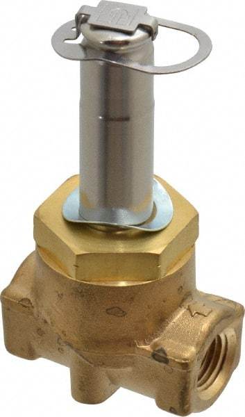 Parker - 1/4" Port, Two Way, Piloted Diaphragm, Brass Solenoid Valve - Normally Closed, 275 Max PSI, NBR Seal - Exact Industrial Supply