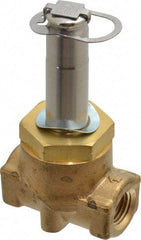 Parker - 1/4" Port, Two Way, Piloted Diaphragm, Brass Solenoid Valve - Normally Closed, 275 Max PSI, NBR Seal - Exact Industrial Supply