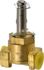 Parker - 1/8" Port, Three Way, Direct Acting, Brass Solenoid Valve - Normally Closed, 200 Max PSI, NBR Seal - Exact Industrial Supply