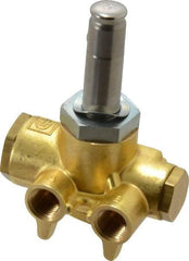 Parker - 1/4" Port, Four Way, Two Position, Brass Solenoid Valve - Single Solenoid, 100 Max PSI, NBR Seal - Exact Industrial Supply