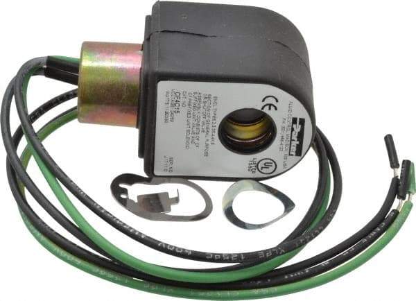 Parker - 240 Volt, 18 Coil Lead Length, Class F, Solenoid Coil - 11.0 Watt, NEMA 4X Enclosure, Use with Parker Skinner Gold Ring Series Valves - Exact Industrial Supply