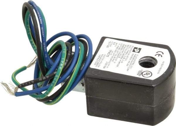 Parker - 12 Volt, 18 Coil Lead Length, Class F, Solenoid Coil - 9.5 Watt, NEMA 4X Enclosure, Use with Parker Skinner Gold Ring Series Valves - Exact Industrial Supply