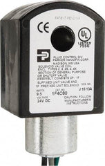 Parker - 24 Volt, 18 Coil Lead Length, Class F, Solenoid Coil - 9.5 Watt, NEMA 4X Enclosure, Use with Parker Skinner Gold Ring Series Valves - Exact Industrial Supply