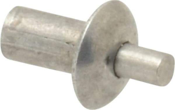 Made in USA - Universal Head Aluminum Alloy Drive Blind Rivet - Stainless Steel Mandrel, 0.109" to 1/8" Grip, 1/4" Head Diam, 0.128" to 0.14" Hole Diam, 0.219" Length Under Head, 1/8" Body Diam - Exact Industrial Supply