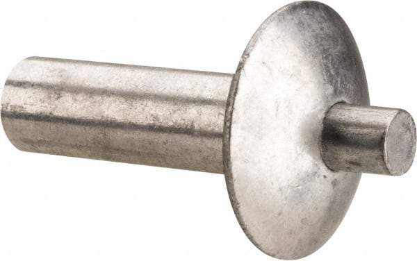 Made in USA - Universal Head Aluminum Alloy Drive Blind Rivet - Stainless Steel Mandrel, 0.172" to 3/16" Grip, 0.312" Head Diam, 0.161" to 0.172" Hole Diam, 0.313" Length Under Head, 5/32" Body Diam - Exact Industrial Supply