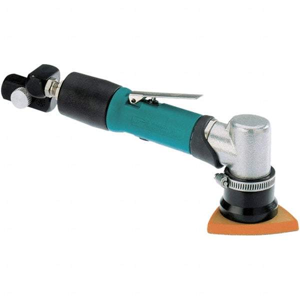 Dynabrade - 15,000 OPM, 20 CFM Air Consumption, Right Angle Air Orbital Sander - Triangular & Tear Drop Pad, 1/4 NPT Inlet - Exact Industrial Supply