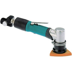 Dynabrade - 15,000 OPM, 20 CFM Air Consumption, Right Angle Air Orbital Sander - Triangular & Tear Drop Pad, 1/4 NPT Inlet - Exact Industrial Supply