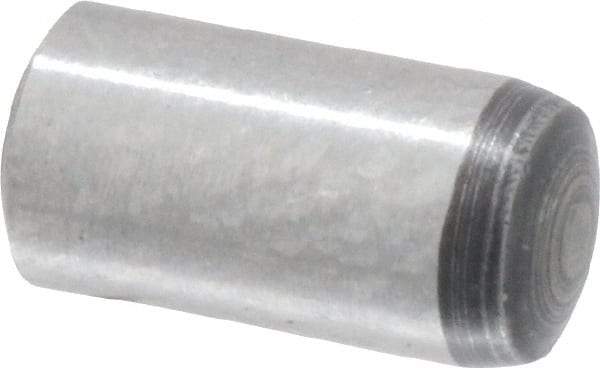 Value Collection - 3mm Diam x 6mm Pin Length Grade 8 Alloy Steel Precision Dowel Pin - Bright Finish, 1 Rounded End - Exact Industrial Supply