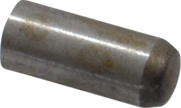 Value Collection - 4mm Diam x 10mm Pin Length Grade 8 Alloy Steel Precision Dowel Pin - Bright Finish, 1 Rounded End - Exact Industrial Supply