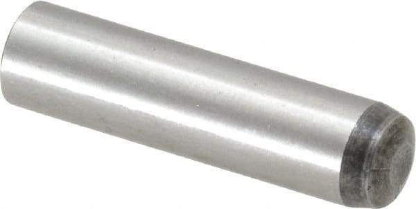 Value Collection - 8mm Diam x 32mm Pin Length Grade 8 Alloy Steel Precision Dowel Pin - Bright Finish, 1 Rounded End - Exact Industrial Supply