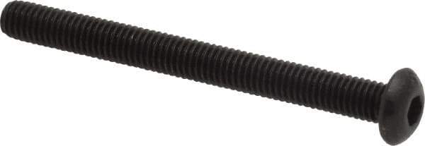 Value Collection - #10-32 UNF Hex Socket Drive, Button Screw - Alloy Steel, Black Oxide Finish, Fully Threaded, 2" Length Under Head - Exact Industrial Supply