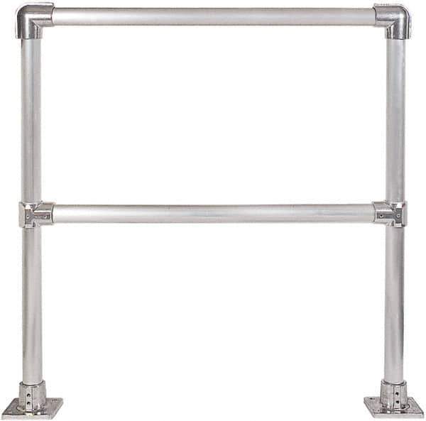 Hollaender - 4' Long x 42" High, Aluminum Straight Railing - 1.9" Pipe, Includes 2 Sub Assembled Posts, 2 Horizontal Rails, Bag with 2 Flanges, Instructions, Assembly Tool - Exact Industrial Supply