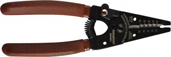 Paramount - 30 to 22 AWG Capacity Wire Stripper - 6" OAL, Plastic Dipped Handle - Exact Industrial Supply