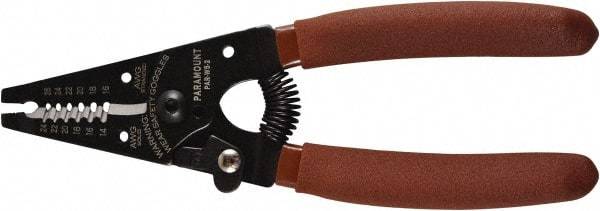 Paramount - 26 to 16 AWG Capacity Wire Stripper - 6" OAL, Plastic Dipped Handle - Exact Industrial Supply