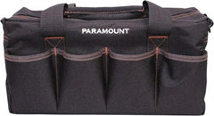 Paramount - 16 Pocket Black & Brown Polyester Tool Bag - 14" Wide x 5-1/2" Deep x 6" High - Exact Industrial Supply