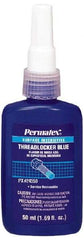 Permatex - 50 mL Bottle, Blue, Medium Strength Liquid Threadlocker - Series 243, 24 hr Full Cure Time, Hand Tool Removal - Exact Industrial Supply