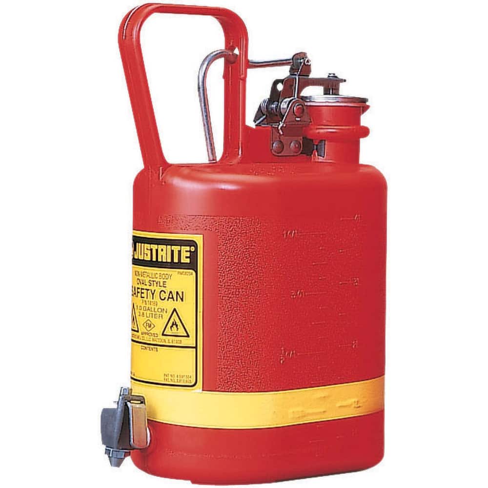 Justrite - Safety Disposal Cans; Capacity (Gal.): 1.000 ; Material: HDPE; Stainless Steel ; Color: Red ; Height (Inch): 7-1/4 ; Diameter (Inch): 11.5 ; Approval Listing/Regulations: FM - Exact Industrial Supply