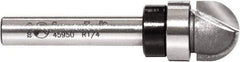 Amana Tool - 1/2" Cut Diam, 3/8" Length of Cut, 2 Flute Core Box Edge Profile Router Bit - Carbide-Tipped, 1/4" Shank Diam, 2" OAL, Uncoated - Exact Industrial Supply