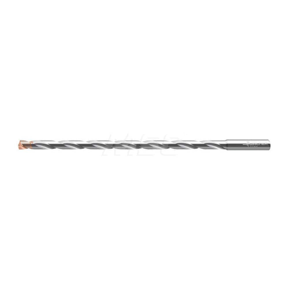 Extra Length Drill Bit: 0.344″ Dia, 140 °, Solid Carbide TiAlN Finish, 6.88″ Flute Length, 9″ OAL, Spiral Flute, Straight-Cylindrical Shank, Series DC170