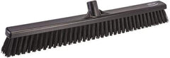 Vikan - 24.5" Combo Duty Polyester Push Broom - 2-3/4" Bristle Length, Plastic Block, European Threaded Handle Connection, Handle Sold Separately - Exact Industrial Supply