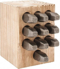 C.H. Hanson - 10 Piece, 1/4" Character Steel Stamp Set - Double Digit Figures, Double Digits - Exact Industrial Supply