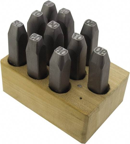 C.H. Hanson - 10 Piece, 1/8" Character Steel Stamp Set - Double Digit Figures, Double Digits - Exact Industrial Supply