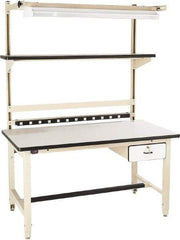 Proline - 72 Wide x 30" Deep x 36" High, Static Dissipative Workbench - Adjustable Height Legs, Beige - Exact Industrial Supply