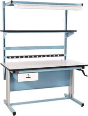 Proline - 72 Wide x 30" Deep x 42" High, Plastic Laminate Workbench - Adjustable Height Legs, Blue - Exact Industrial Supply