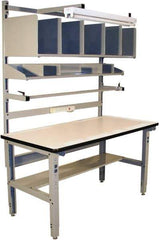 Proline - 72 Wide x 30" Deep x 36" High, Plastic Laminate Workbench - Adjustable Height Legs, Gray - Exact Industrial Supply